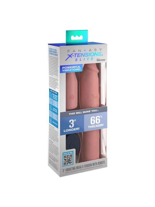 Fantasy X-Tensions - Guaina Fallica Vibrante Sleeve 9 in + 3 in Plug Remote