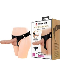 Pretty Love - Harness Briefs Universal Harness With Dildo Jerry 21.8 CM Natural