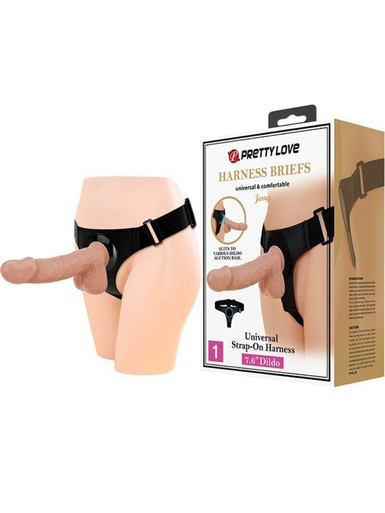 Pretty Love - Harness Briefs Universal Harness with Dildo Jerry 21.8 CM Natural