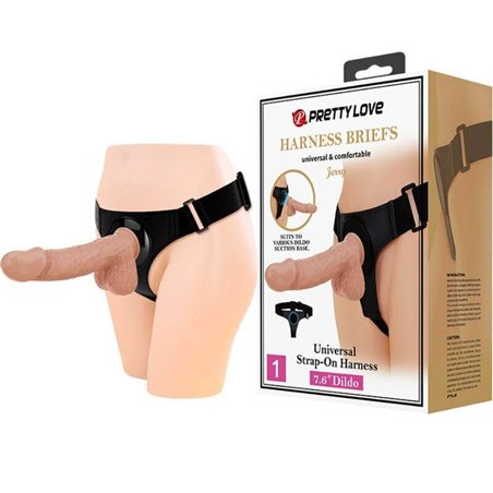 Pretty Love - Harness Briefs Universal Harness with Dildo Jerry 21.8 CM Natural