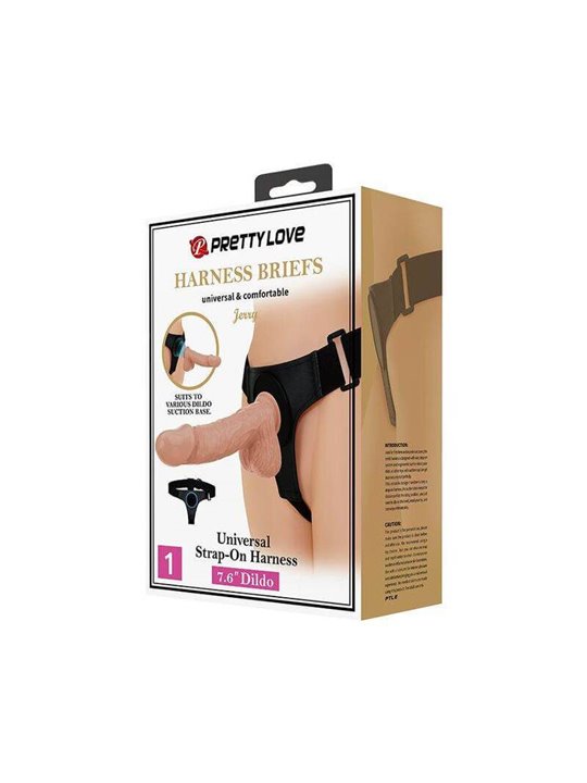 Pretty Love - Harness Briefs Universal Harness with Dildo Jerry 21.8 CM Natural