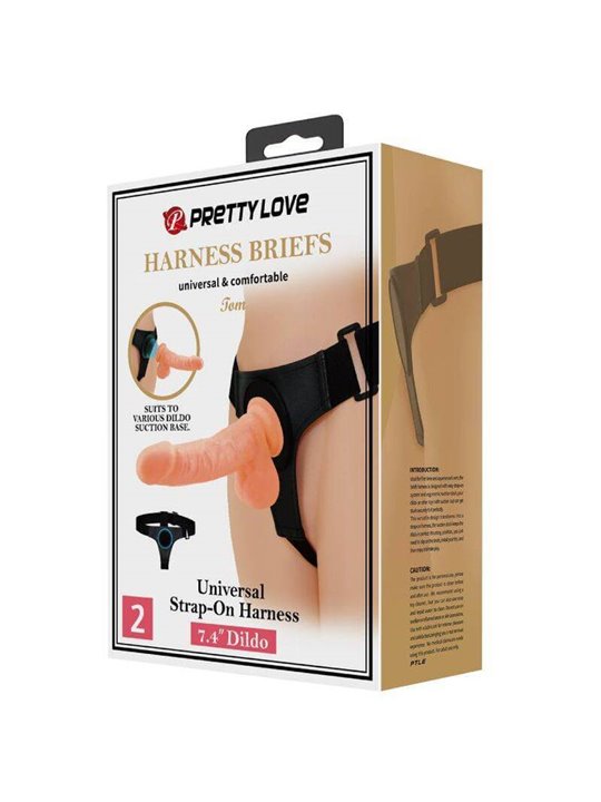 Pretty Love - Harness Briefs Universal Harness With Dildo Tom 20 CM Natural