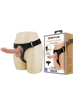 Pretty Love - Harness Briefs Universal Harness With Dildo Kevin 19 CM Natural