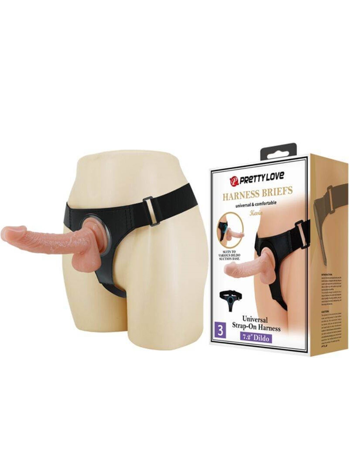 Pretty Love - Harness Briefs Universal Harness With Dildo Kevin 19 CM Natural