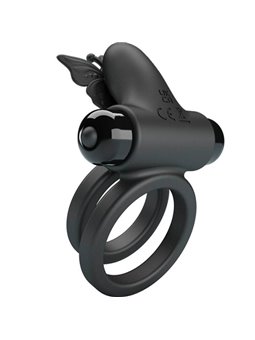 Pretty Love - Double Vibrating Ring with Black Stimulator