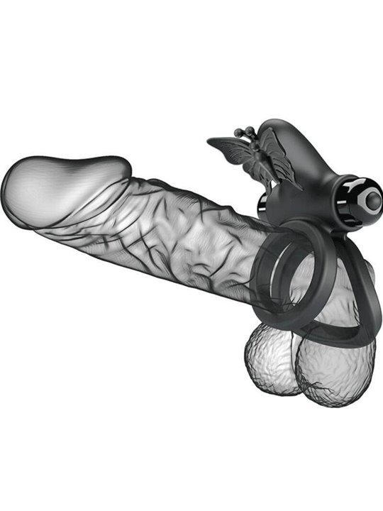 Pretty Love - Double Vibrating Ring with Black Stimulator