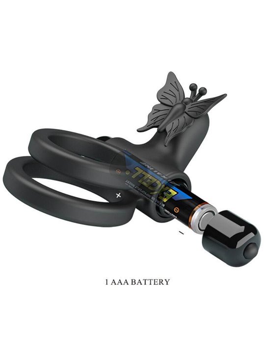 Pretty Love - Double Ring Vibrator With Black Stimulator