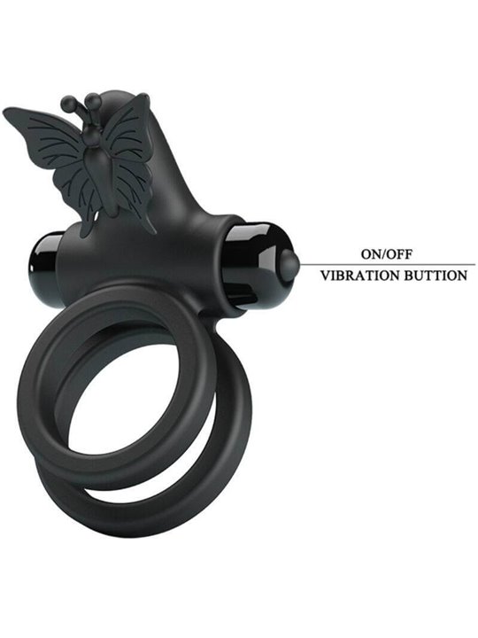 Pretty Love - Double Ring Vibrator With Black Stimulator