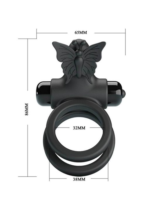 Pretty Love - Double Ring Vibrator With Black Stimulator
