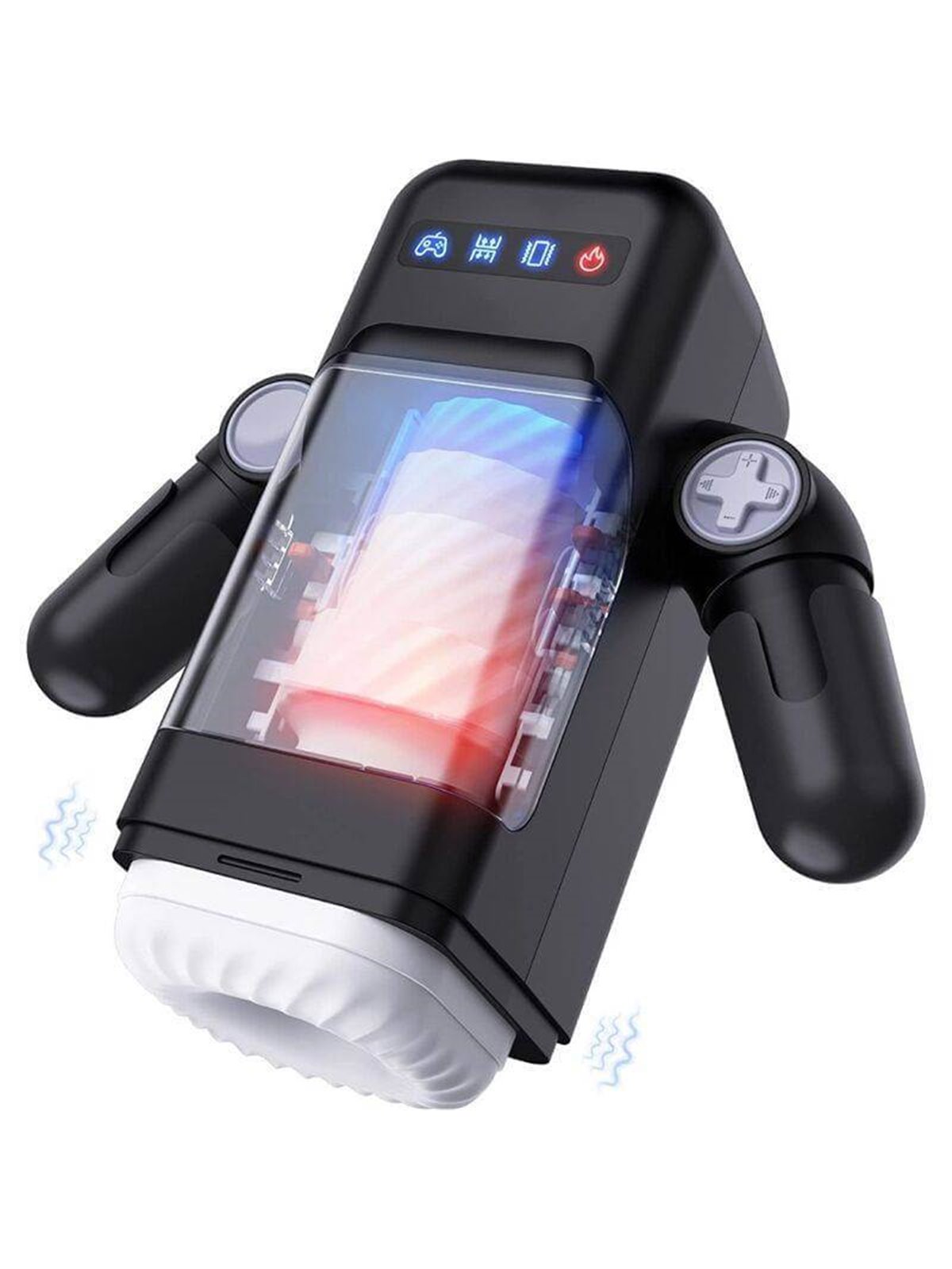 Game Cup - Thrusting Vibration Masturbator with Heating Function and Mobile Support - Black