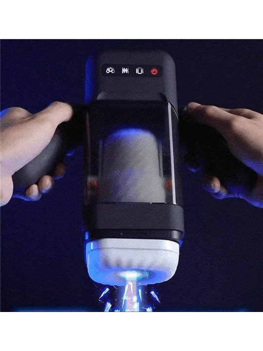 Game Cup - Thrusting Vibration Masturbator with Heating Function and Mobile Support - Black