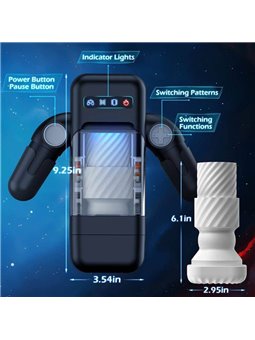 Game Cup - Thrusting Vibration Masturbator with Heating Function and Mobile Support - Black