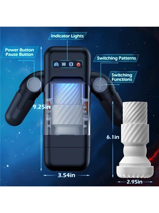 Game Cup - Thrusting Vibration Masturbator with Heating Function and Mobile Support - Black