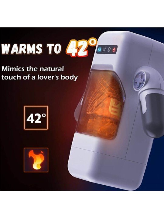 Game Cup - Thrusting Vibration Masturbator with Heating Function and Mobile Support - Black