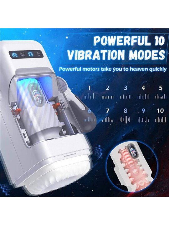 Game Cup - Thrusting Vibration Masturbator with Heating Function and Mobile Support - Black