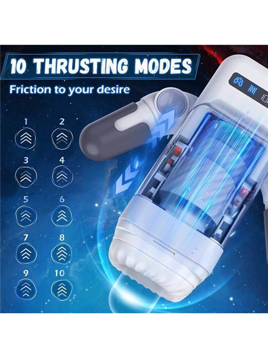 Game Cup - Thrusting Vibration Masturbator with Heating Function and Mobile Support - Black