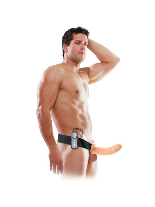 Fetish Fantasy Series - 19 CM Vibrating Hollow Strap-On Brown