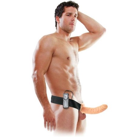 Fetish Fantasy Series - 19 CM Vibrating Hollow Strap-On Brown