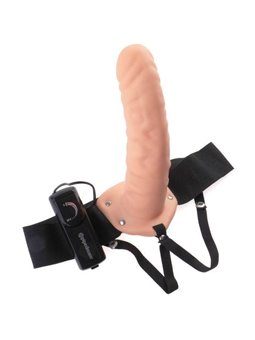 Fetish Fantasy Series - 19 CM Vibrating Hollow Strap-On Brown