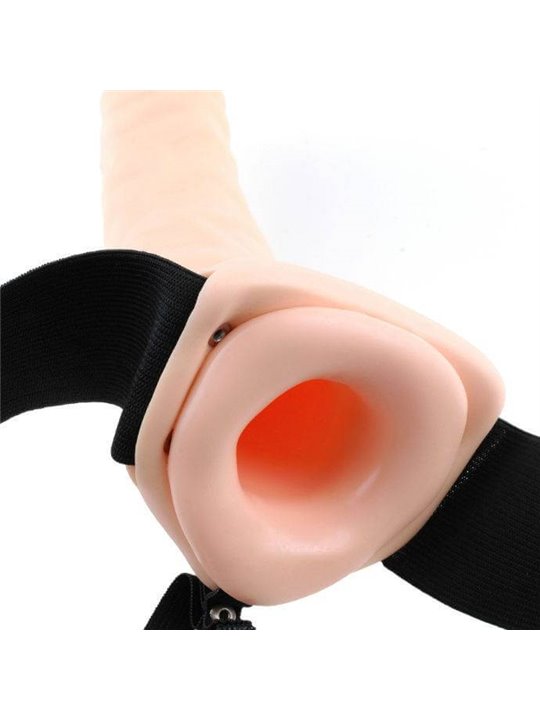 Fetish Fantasy Series - 19 CM Vibrating Hollow Strap-On Brown