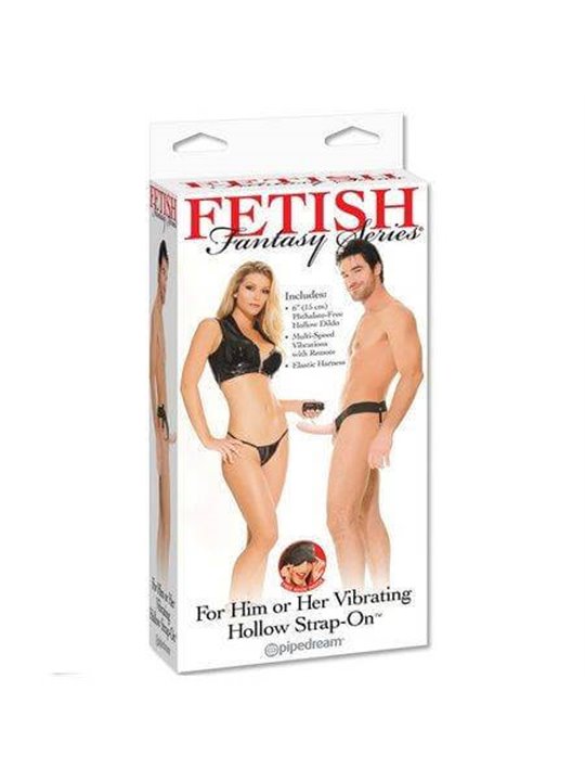 Fetish Fantasy Series - Hollow Vibrator Harness for Him and Her Natural 14CM