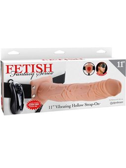 Fetish Fantasy Series - Series 11 Hollow Strap-On Vibrating with Balls 27.9CM Flesh