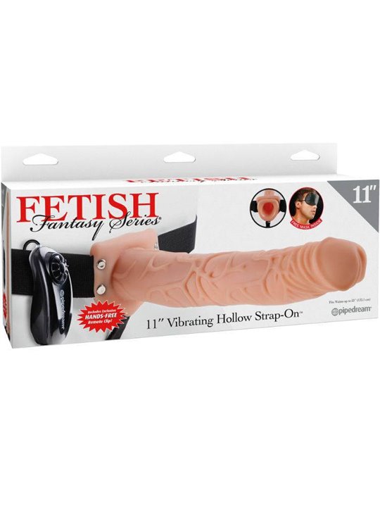 Fetish Fantasy Series - Series 11 Hollow Strap-On Vibrating with Balls 27.9CM Flesh