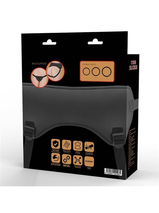 Cyber Silicock - Strap-On Harness with 3 Rings Free