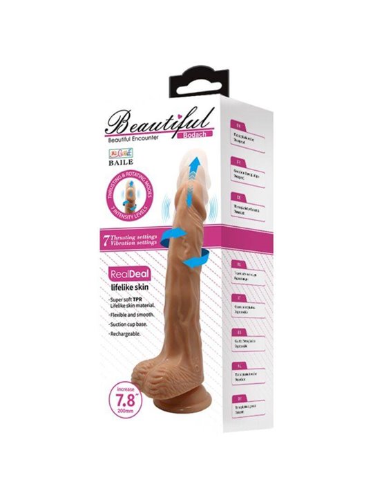 Baile Bodach - Pene Realistico Vibrante e Rotante con Testicoli e Ventosa 20 CM