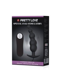 Pretty Love Bottom Silicone Ribbed Plug 12 Vibration Modes