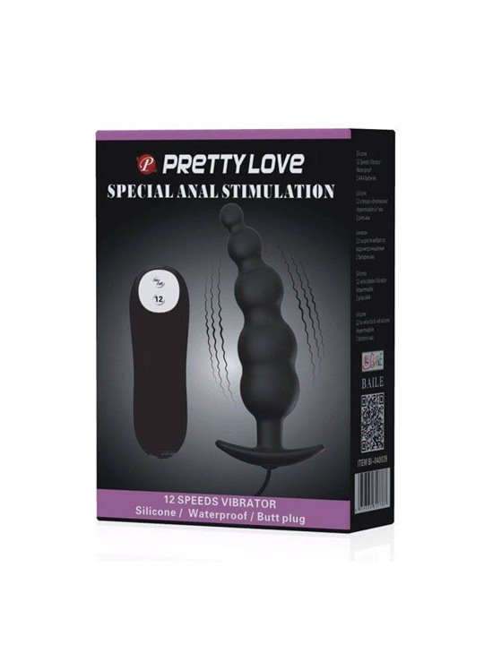 Pretty Love Bottom Silicone Ribbed Plug 12 Vibration Modes