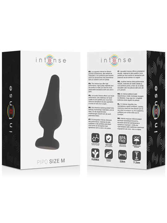Intense - Anal Plug Pipo M Black Silicone 11 CM