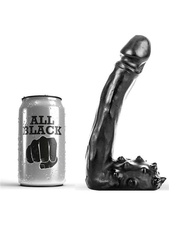 All Black - Pene Realistico con Testicoli e Ventosa 19 x 3,5 Cm