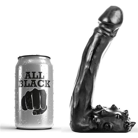 All Black - Pene Realistico con Testicoli e Ventosa 19 x 3,5 Cm