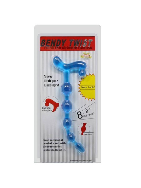 Baile Bendy Twist - Perline Anali in Silicone Blu - 22,5 CM