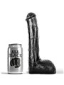 All Black - Pene Realistico a Trama Ondulata con Testicoli e Ventosa 23 CM