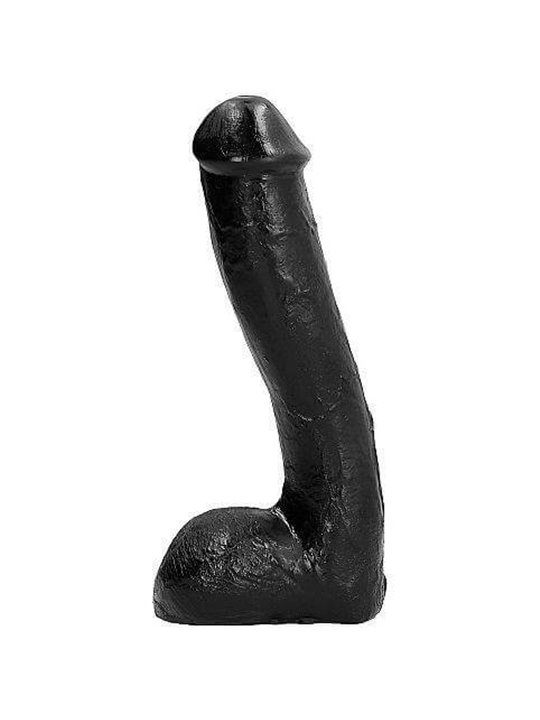 All Black - Pene Realistico a Trama Ondulata con Testicoli e Ventosa 23 CM