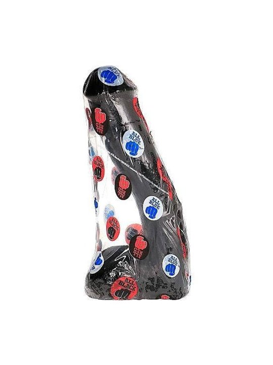 All Black - Pene Realistico a Trama Ondulata con Testicoli e Ventosa 23 CM