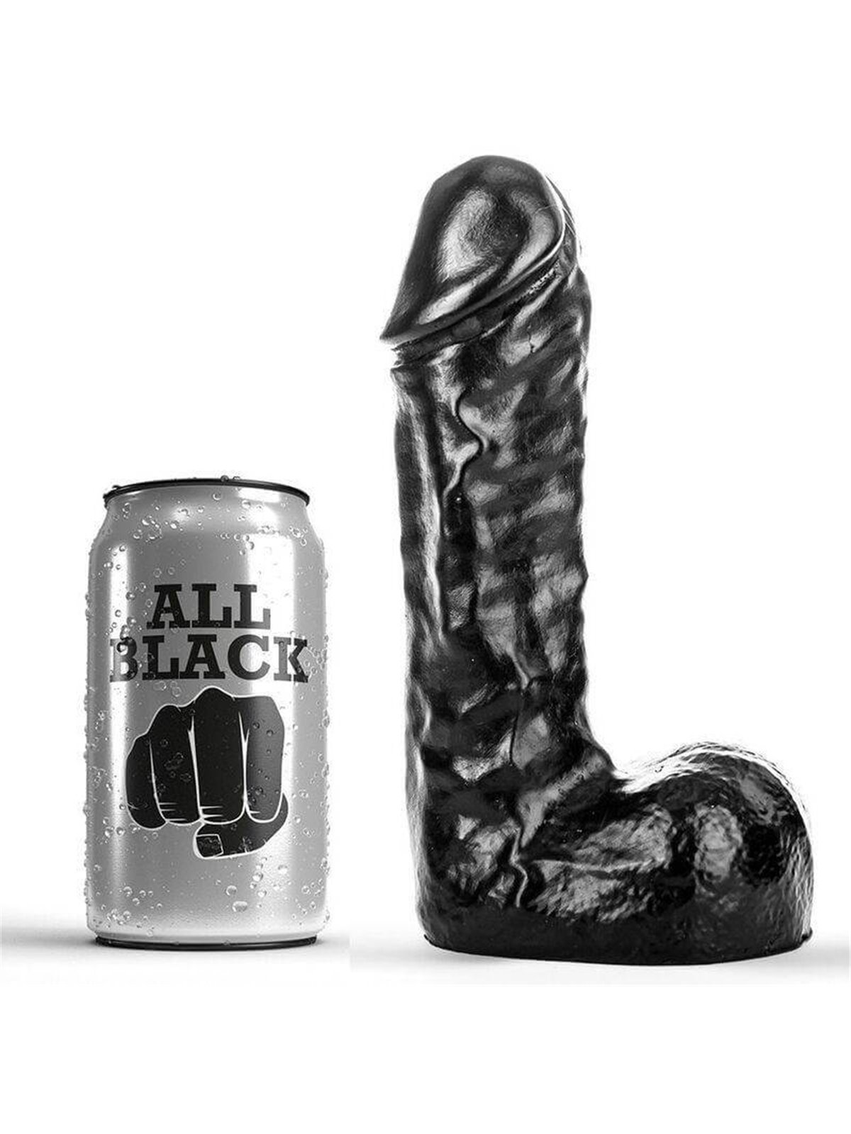 All Black - Pene Realistico con Testicoli e Ventosa 19 x 5 Cm