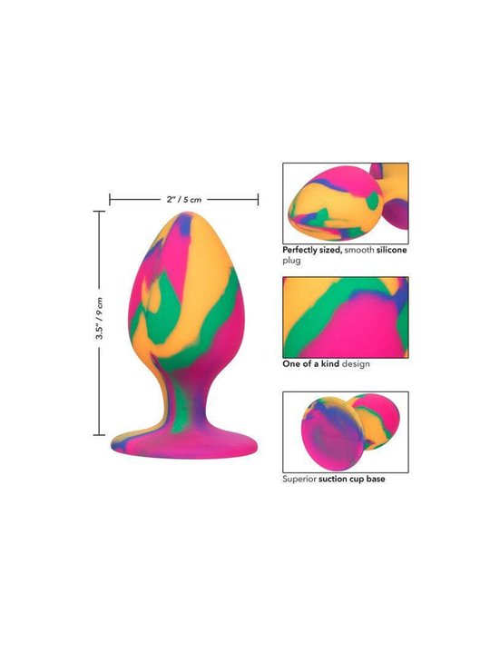 CalExotics Cheeky Tie-Dye - Plug Anale in Silicone con Base a Ventosa - L