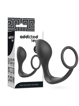 Addicted Toys - Plug Anale con Anello Fallico in Silicone Nero 10,4 CM