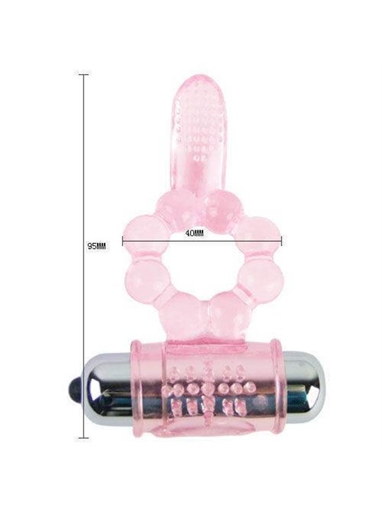 Baile - Silicone Ring 10 Tongue Rhythms with Pink Vibration