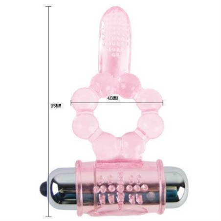 Baile - Silicone Ring 10 Tongue Rhythms with Pink Vibration
