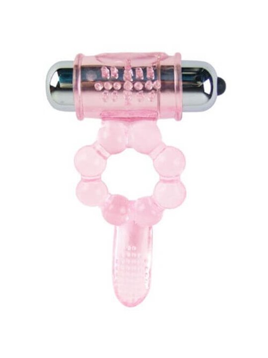 Baile - Silicone Ring 10 Tongue Rhythms with Pink Vibration