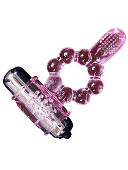 Baile - Silicone Ring 10 Tongue Rhythms with Pink Vibration