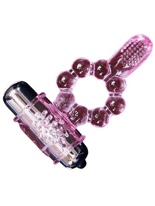 Baile - Silicone Ring 10 Tongue Rhythms with Pink Vibration