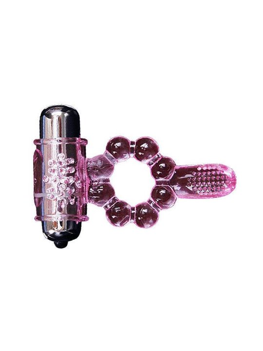Baile - Silicone Ring 10 Tongue Rhythms with Pink Vibration