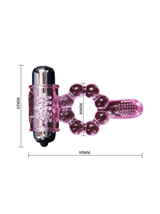 Baile - Anello Fallico in Silicone con Lingua Vibrante Rosa