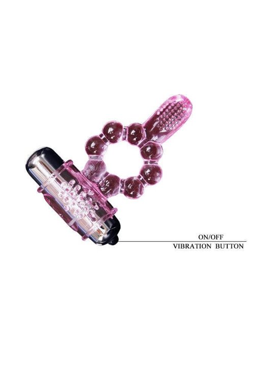 Baile - Silicone Ring 10 Tongue Rhythms with Pink Vibration