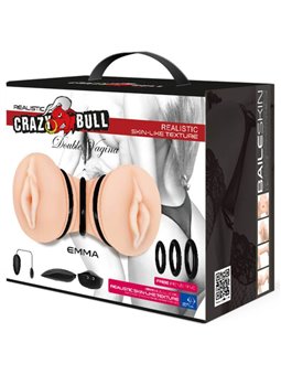 Crazy Bull - Emma Masturbatore Doppia Vagina Realistica con Anelli e Ovetto Vibrante